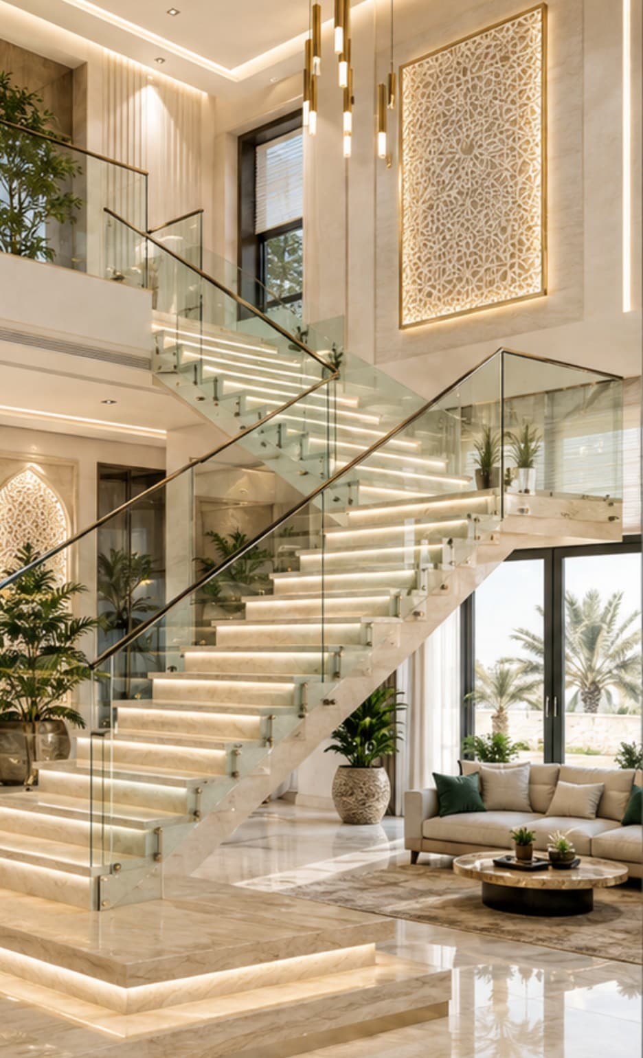 درج زجاجي بتصميم معماري